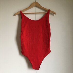Aritzia TNA Red Cozumel Cotton Open Back Thong Bodysuit